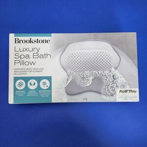 Brookstone Luxury Spa Bath Pillow SUPPORTS ULTIMATE RELAXATION with Flow Thru